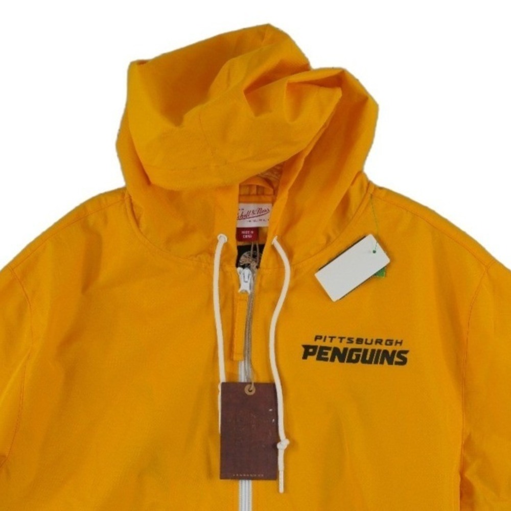 NEW Mitchell Ness Pittsburg Penguins Jacket Men's Size Large Yellow Windbreaker - Picture 2 of 10